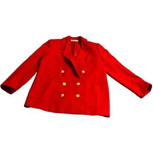 Vintage La Bonne Red Wool Peacoat Anchor Button Women's Size 8